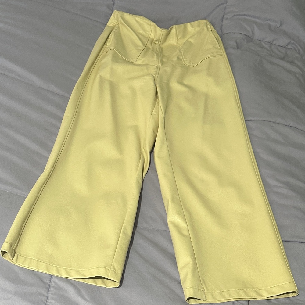 FRNCH Cream Leather Pants (vegan leather). See pics for measurements)